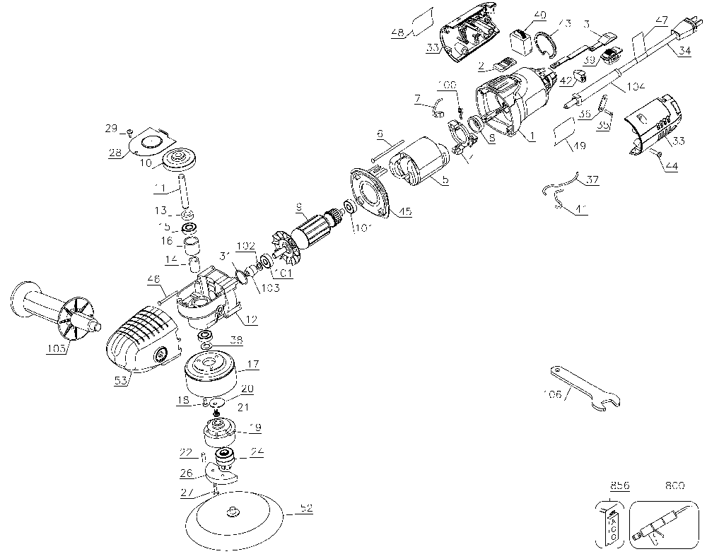 Page A Diagram and Parts List for Type 2 Porter Cable Sander